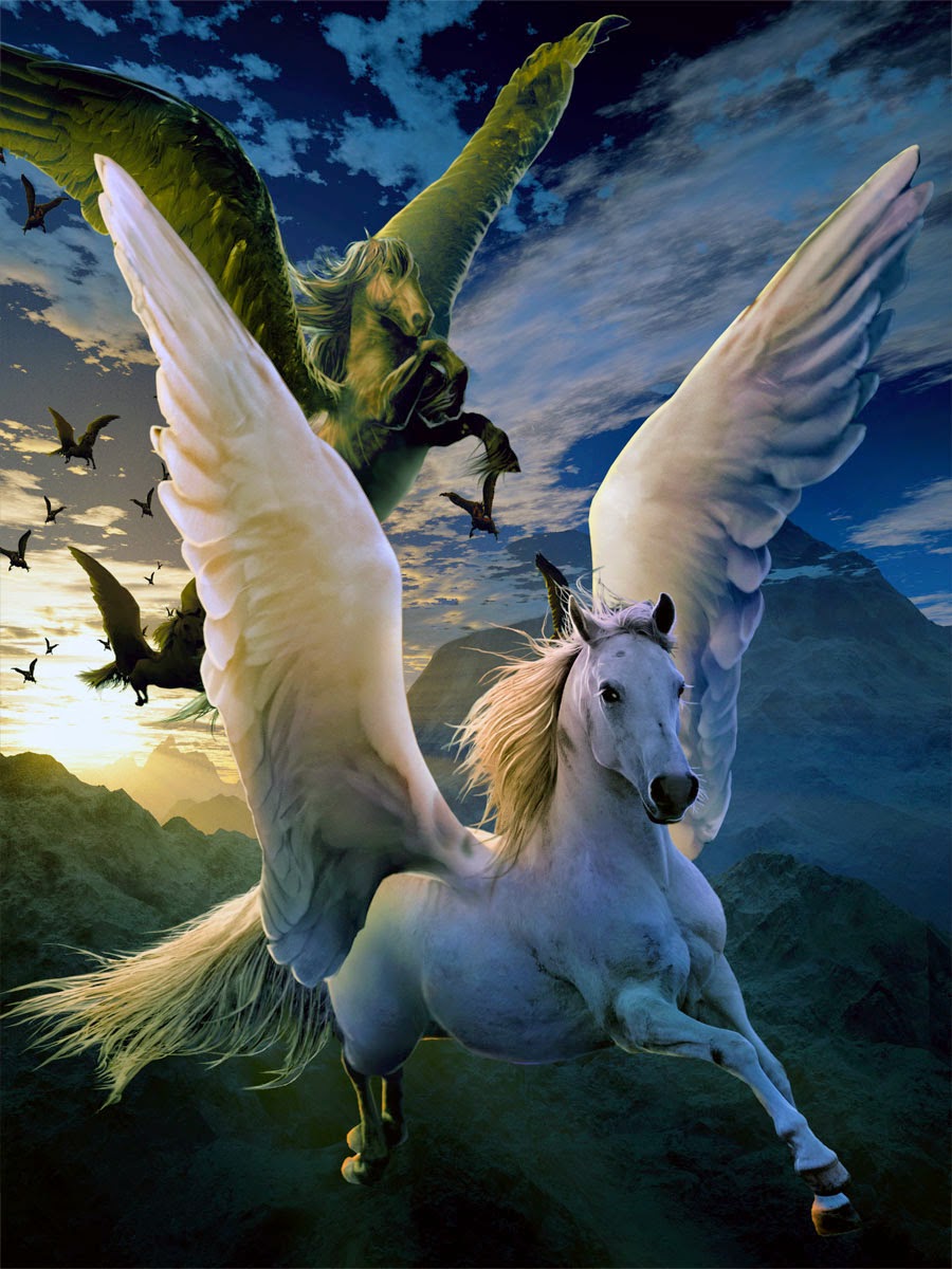 pegasos-blancos-y-negros-volando-por-el-cielo-y-el-espacio-de-los-mitos