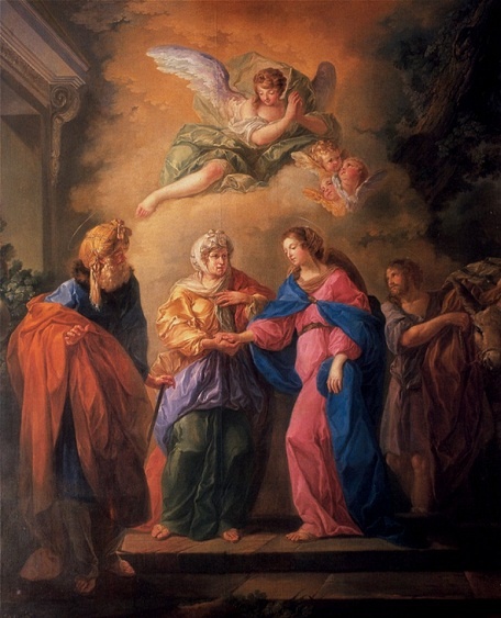 Maria visita a su prima Elizabeth y su hijo da un gran salto de alegría