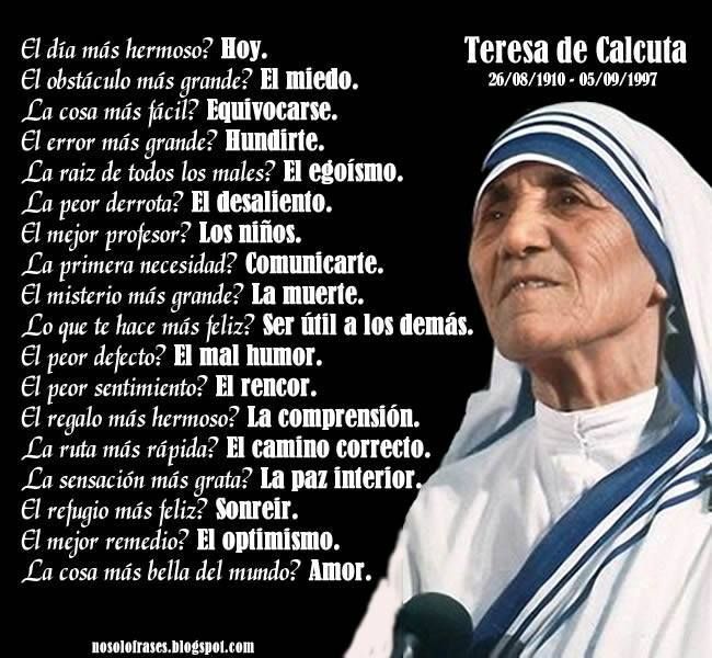 ▷ Imágenes de la madre teresa de calcuta con pensamientos