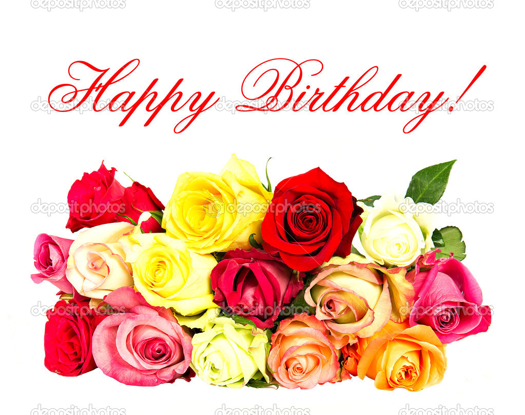 colorful roses. happy birthday! card concept