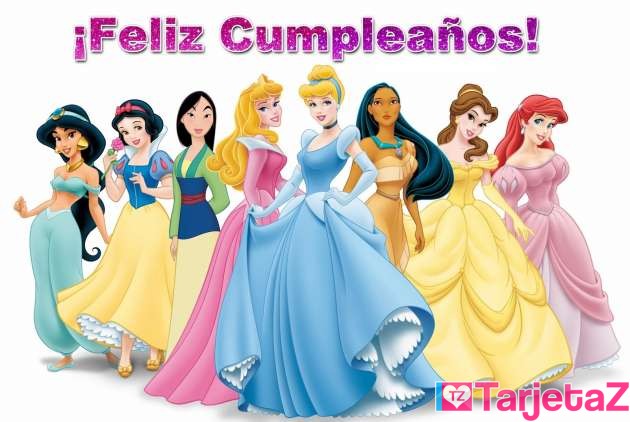 ▷ Tarjetas de feliz cumpleaños con las princesas